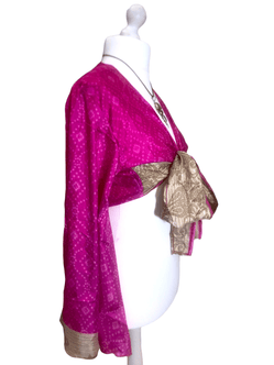 Festival Stall LTD Boho festival Clothing Blouse Top Kaftan Kimono Wrap Boho hippy festival retro SILK vintage 8 10 12 14