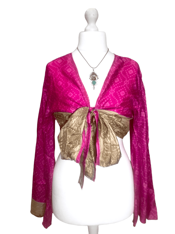 Festival Stall LTD Boho festival Clothing Blouse Top Kaftan Kimono Wrap Boho hippy festival retro SILK vintage 8 10 12 14
