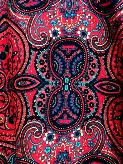 Festival Stall LTD Boho festival Clothing Blouse top Tunic SILK Festival boho hippie ethnic print red retro paisley 8 - 14