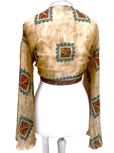 Festival Stall LTD Boho festival Clothing Blouse Top Kaftan Kimono Wrap Boho hippy festival retro SILK vintage 8 10 12 14