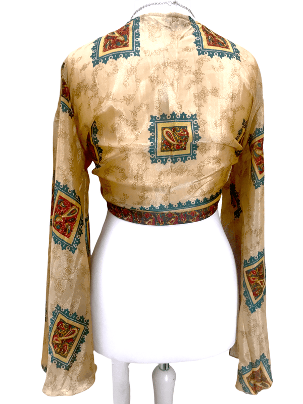 Festival Stall LTD Boho festival Clothing Blouse Top Kaftan Kimono Wrap Boho hippy festival retro SILK vintage 8 10 12 14