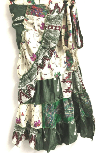 Festival Stall LTD Boho festival Clothing Wrap Skirt short frilled Boho hippy pixie Festival Sari Silk sexy party 6 8 10