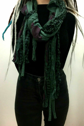 SCARF Boho hippy emo goth festival DREADLOCK green wrap pashmina shawl gift