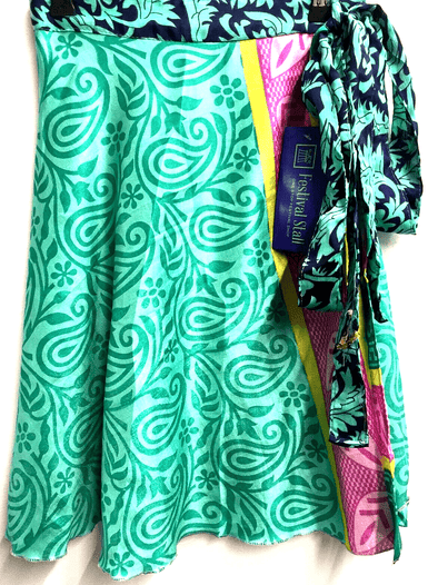 Festival Stall LTD Boho festival Clothing Short Wrap SKIRT mini Boho hippy gypsy Festival Sari Silk party sexy pixie 8 - 18