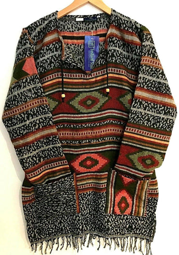 Festival Stall LTD Boho festival Clothing Boho hippie festival winter warm tassel long sleeve blouse top tunic uk 12 14