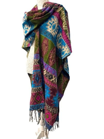 Festival Stall LTD Boho festival Clothing Wool Blanket Shawl Throw Cape Wrap Poncho Nepalese Yoga Festival Hippie Boho