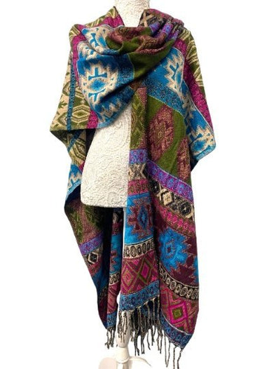 Festival Stall LTD Boho festival Clothing Wool Blanket Shawl Throw Cape Wrap Poncho Nepalese Yoga Festival Hippie Boho