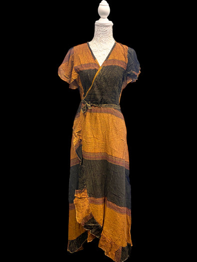 Festival Stall LTD Boho festival Clothing Wrap Dress Boho hippie festival Pretty Long Black Brown casual One size UK 8 - 14