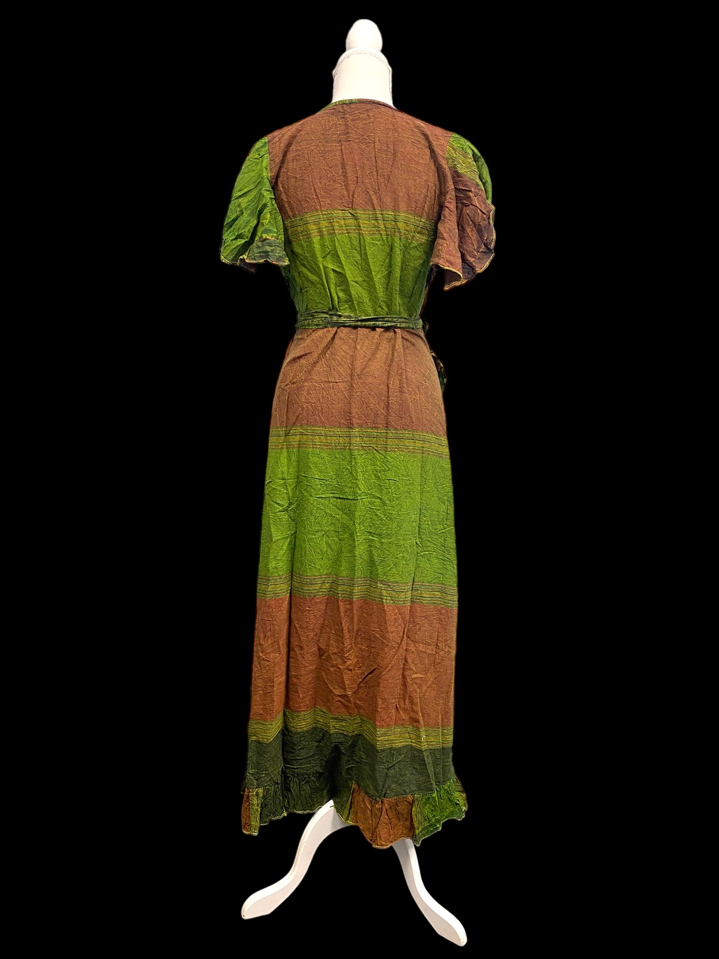 Dress Green Summer wrap over, Boho hippie, casual long length one size  UK 8 10