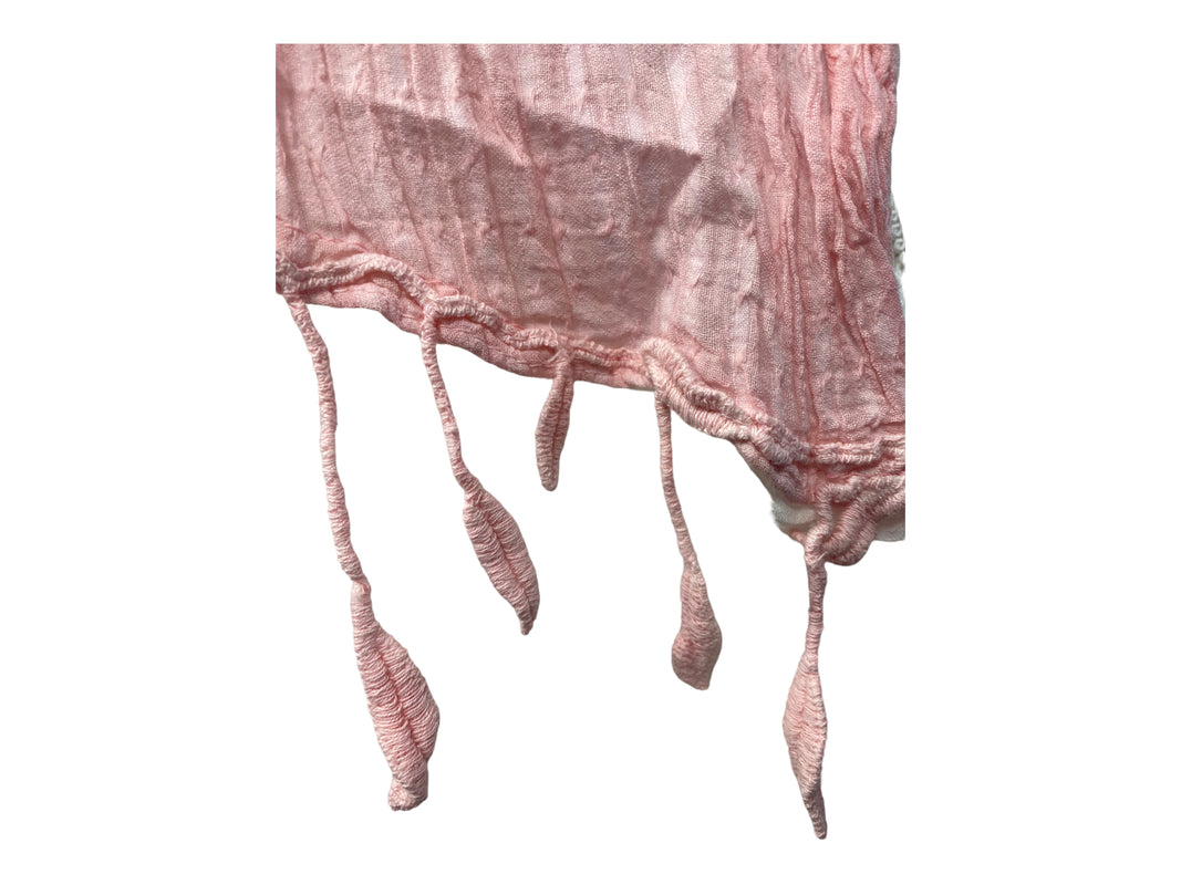 Festival Stall LTD Boho festival Clothing Pink & Ivory dip dyed SCARF, Wrap tassel lettuce Embroidered boho hippie cream & ivory lace