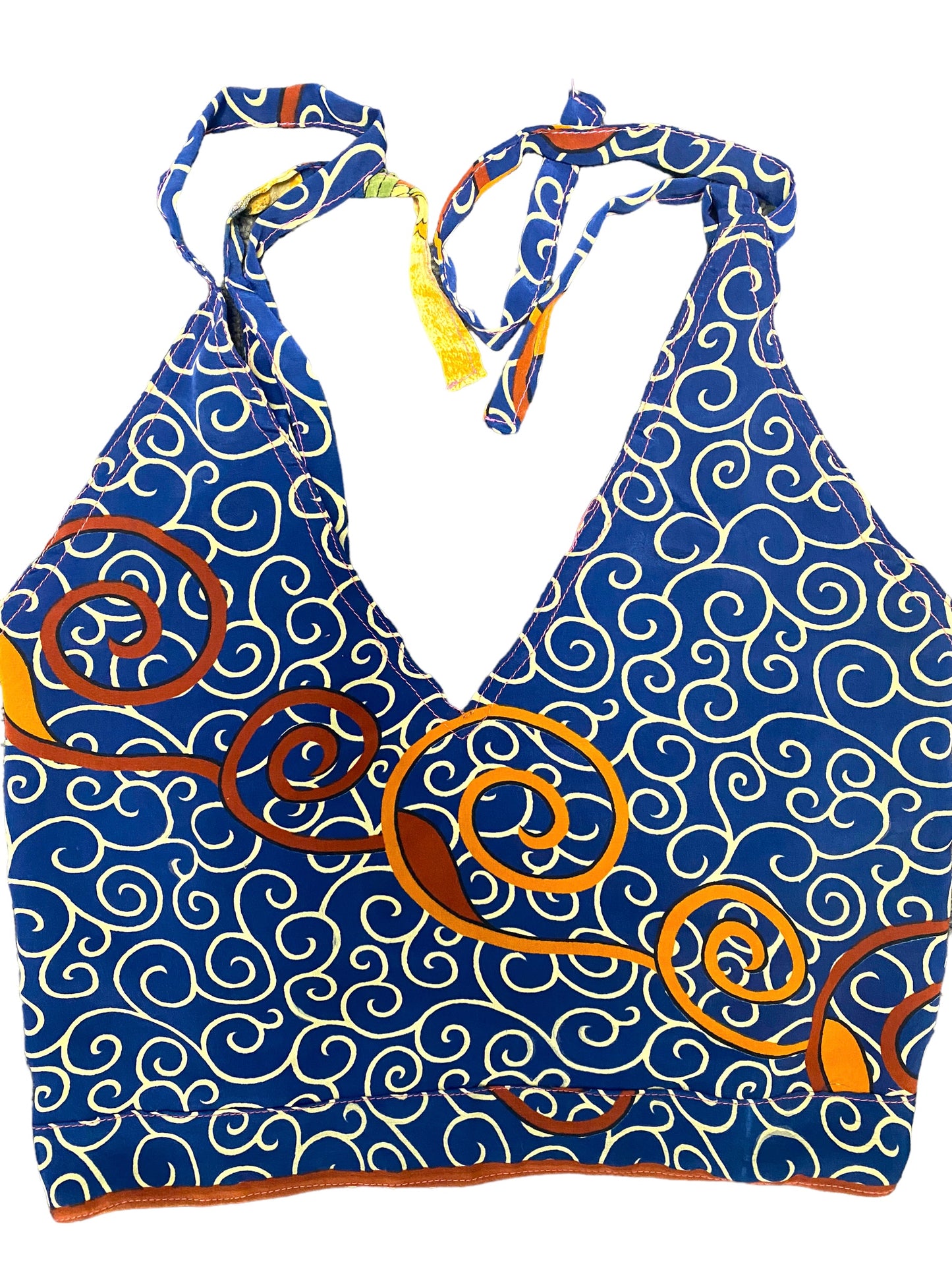 Crop Top & Mini Skirt Festival outfit Boho Hippy Sari Silk summer vest One Size
