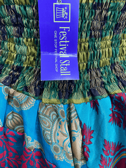 Festival Stall LTD Boho festival Clothing Summer Festival Dress patchwork hanky hem recycled Sari silk hippy pixie UK 8 - 12