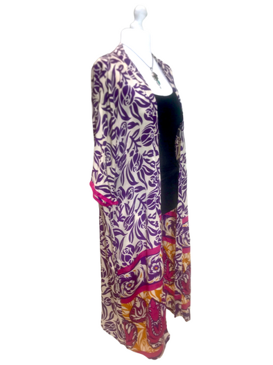 Kimono Robe dressing gown wrap Hippy Festival Sari Silk Beach Cover Up 8-14 gift