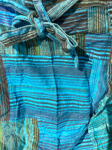 Turquoise Blue Long Patchwork Wrap Skirt, Boho Hippy Festival 100% Cotton summer Maxi length UK 8-16