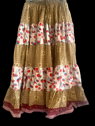 YELLOW Full circle SARI SILK Glow Skirt - Size S-M-L adjustable waist, 25 ft , ATS, Silk Full Circle Skirt, Boho, Cosplay, Steampunk