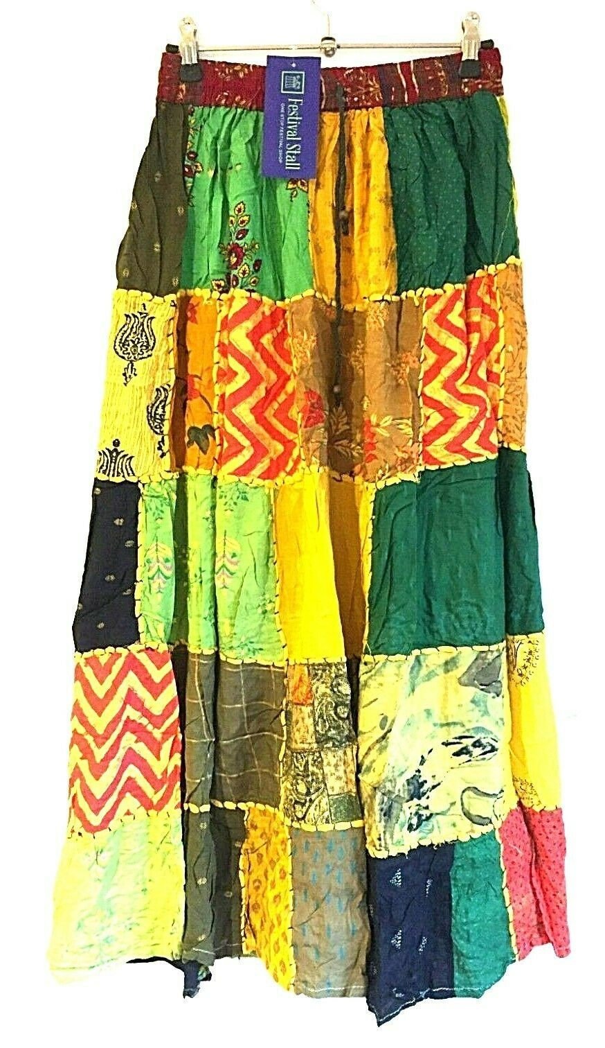 Festival Stall LTD Boho festival Clothing Boho hippie festival patchwork skirt vintage retro maxi long one size 8 - 20 #3