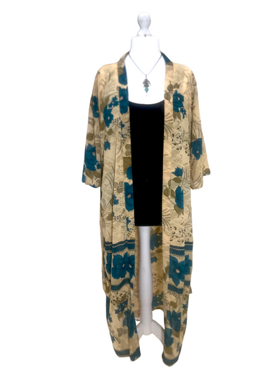 BEACH COVER UP DRESS Boho hippy festival, silk kimono robe Summer uk 10 12 14 16