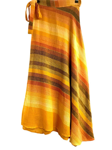 Boho hippy festival yellow cotton long maxi summer wrap skirt uk 8 10 12 14 16