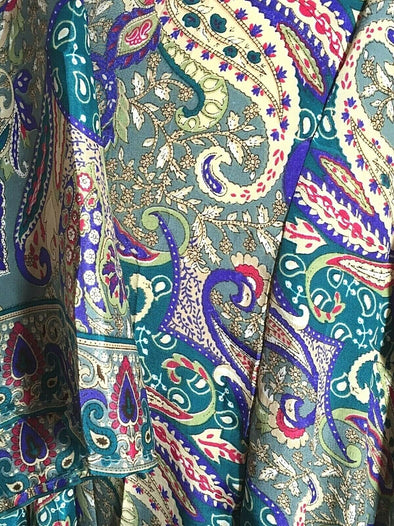 Kimono Wrap dress , Boho hippy festival style, Pink & Blue, Beach cover up, duster coat, Kaftan, UK 8- 18 US 4 -14