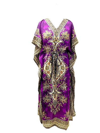 Boho hippy summer kaftan cover up beach robe maxi dress purple amethyst uk 8 10 12 14 16 18 us 4 6 8 10 12 14