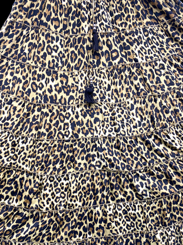 Skirt Long SILK maxi Festival boho hippie gypsy sexy leopard print