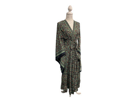 Festival Stall LTD Boho festival Clothing Boho hippie, festival, 100% silk, beach, kimono, cover up, belt wrap, long, red