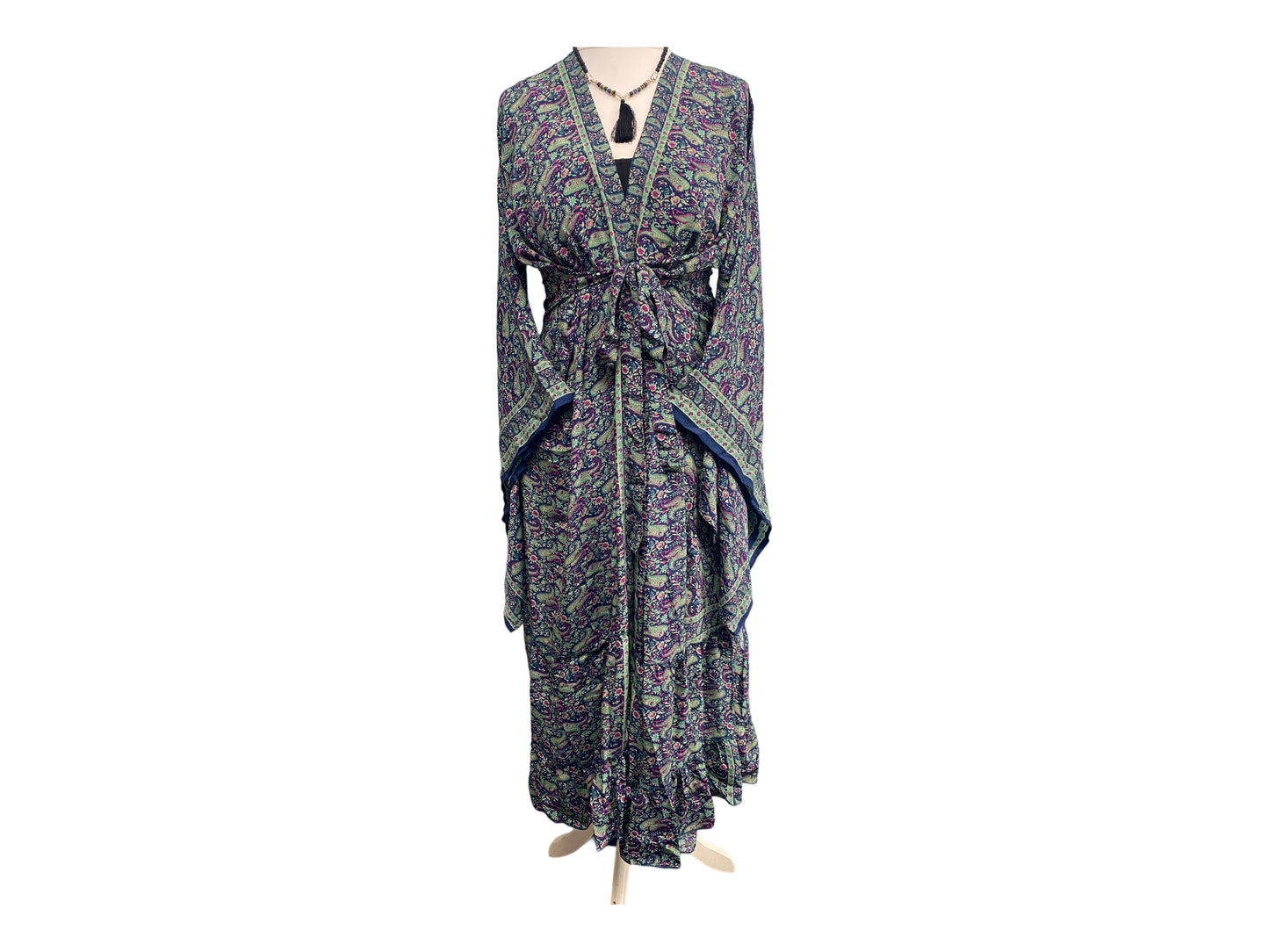 Festival Stall LTD Boho festival Clothing Boho hippie, silk, beach, kimono, cover up, wrap, long, blue & purple, beach,