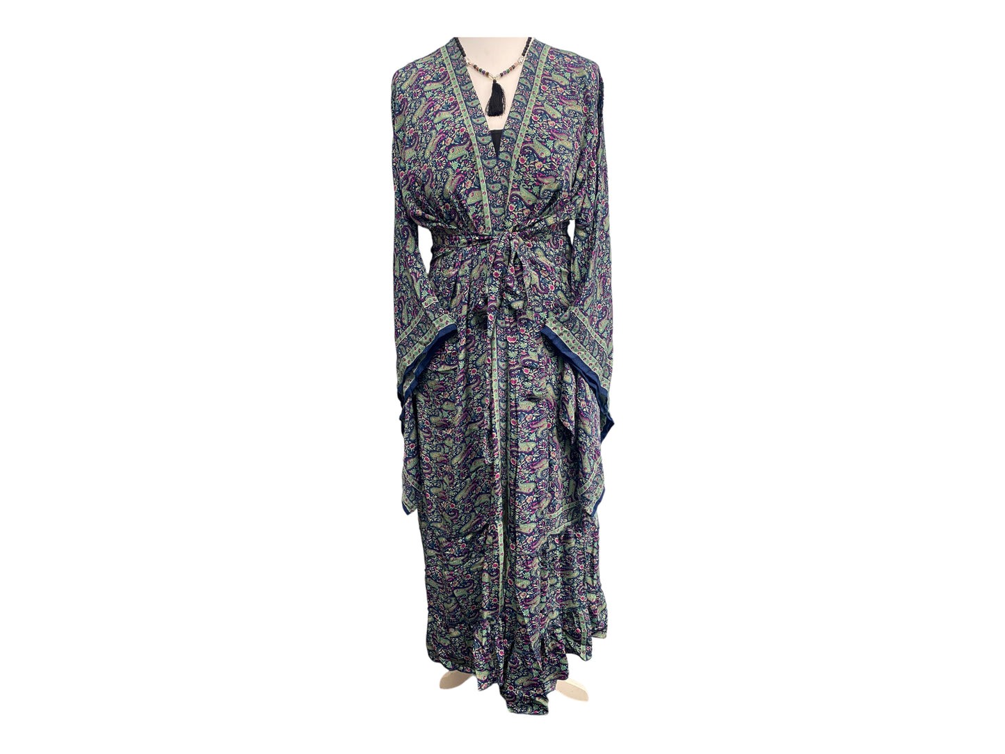 Festival Stall LTD Boho festival Clothing Boho hippie, silk, beach, kimono, cover up, wrap, long, blue & purple, beach,