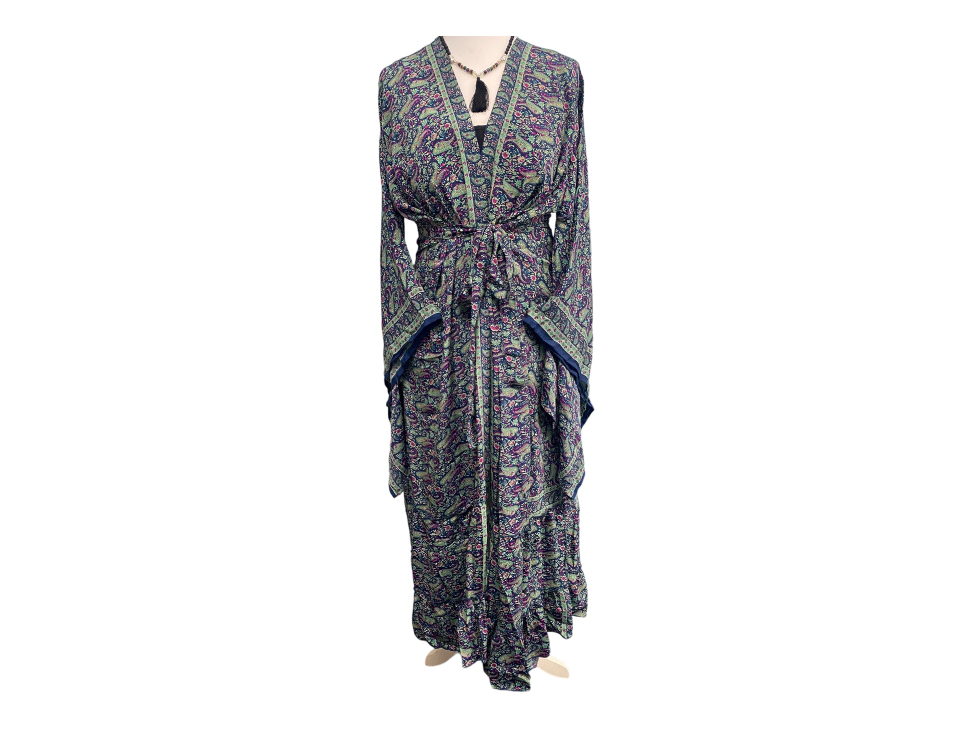 Festival Stall LTD Boho festival Clothing Boho hippie, silk, beach, kimono, cover up, wrap, long, blue & purple, beach,