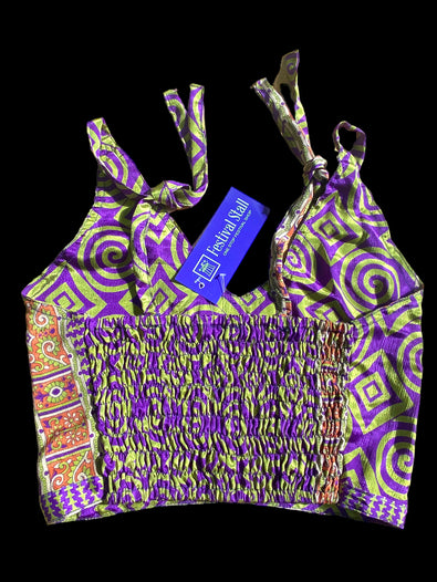 Festival Stall LTD Boho festival Clothing Pretty Purple SILK Crop Top sexy Boho Hippy Festival summer sun vest UK 8 10 12