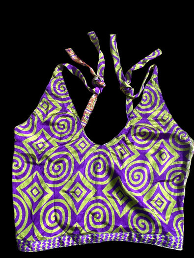 Festival Stall LTD Boho festival Clothing Pretty Purple SILK Crop Top sexy Boho Hippy Festival summer sun vest UK 8 10 12