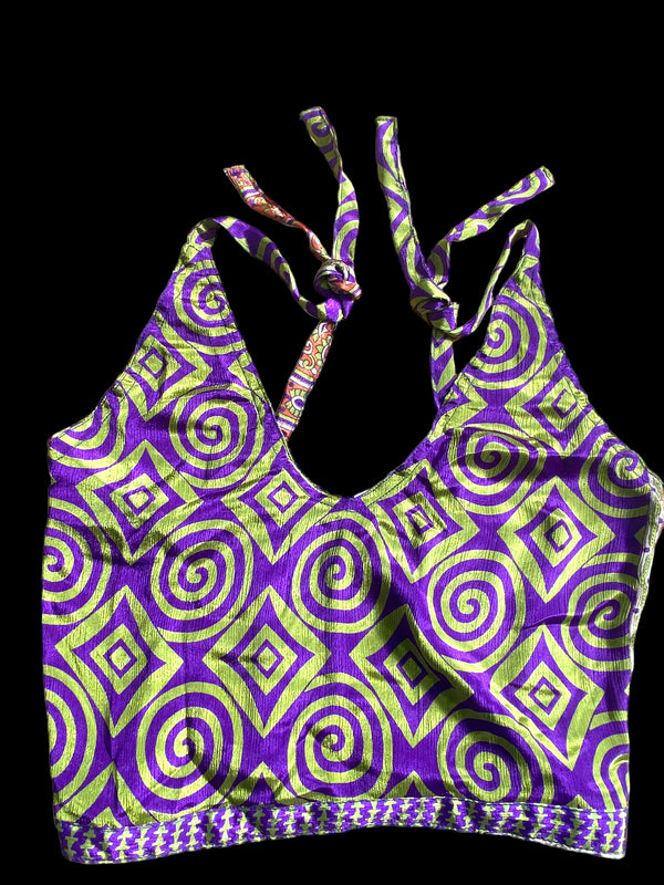 Festival Stall LTD Boho festival Clothing Pretty Purple SILK Crop Top sexy Boho Hippy Festival summer sun vest UK 8 10 12