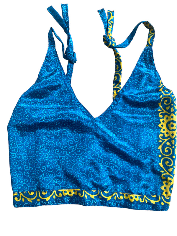 Festival Stall LTD Boho festival Clothing Pretty JADE SILK Crop Top sexy Boho Hippy Festival summer sun vest UK 8 10 12