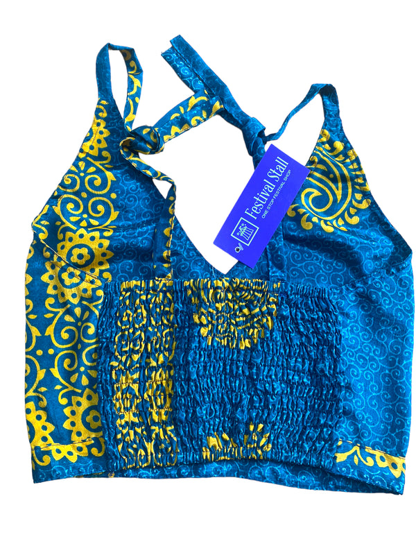 Festival Stall LTD Boho festival Clothing Pretty JADE SILK Crop Top sexy Boho Hippy Festival summer sun vest UK 8 10 12