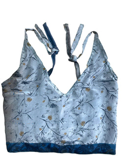 Festival Stall LTD Boho festival Clothing Pretty GREY SILK Crop Top sexy Boho Hippy Festival summer sun vest UK 8 10 12