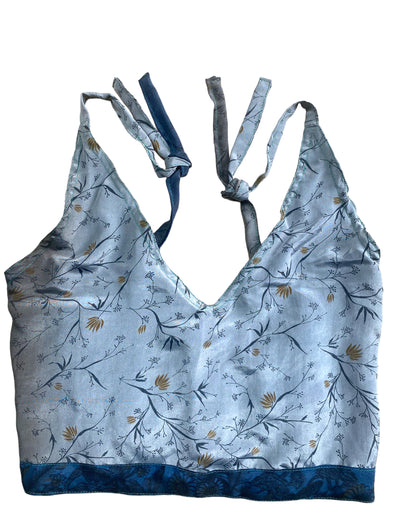 Festival Stall LTD Boho festival Clothing Pretty GREY SILK Crop Top sexy Boho Hippy Festival summer sun vest UK 8 10 12