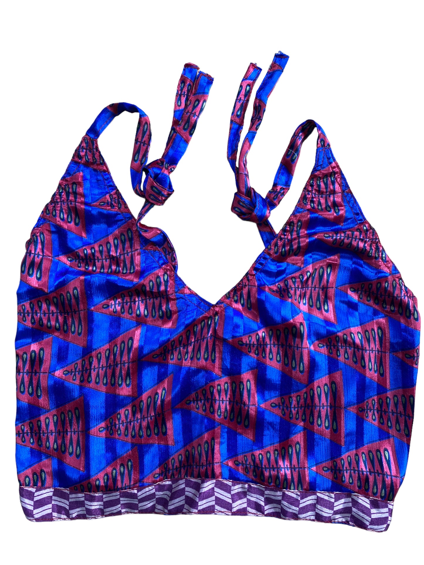 Festival Stall LTD Boho festival Clothing Pretty BLUE SILK Crop Top sexy Boho Hippy Festival summer sun vest UK 8 10 12
