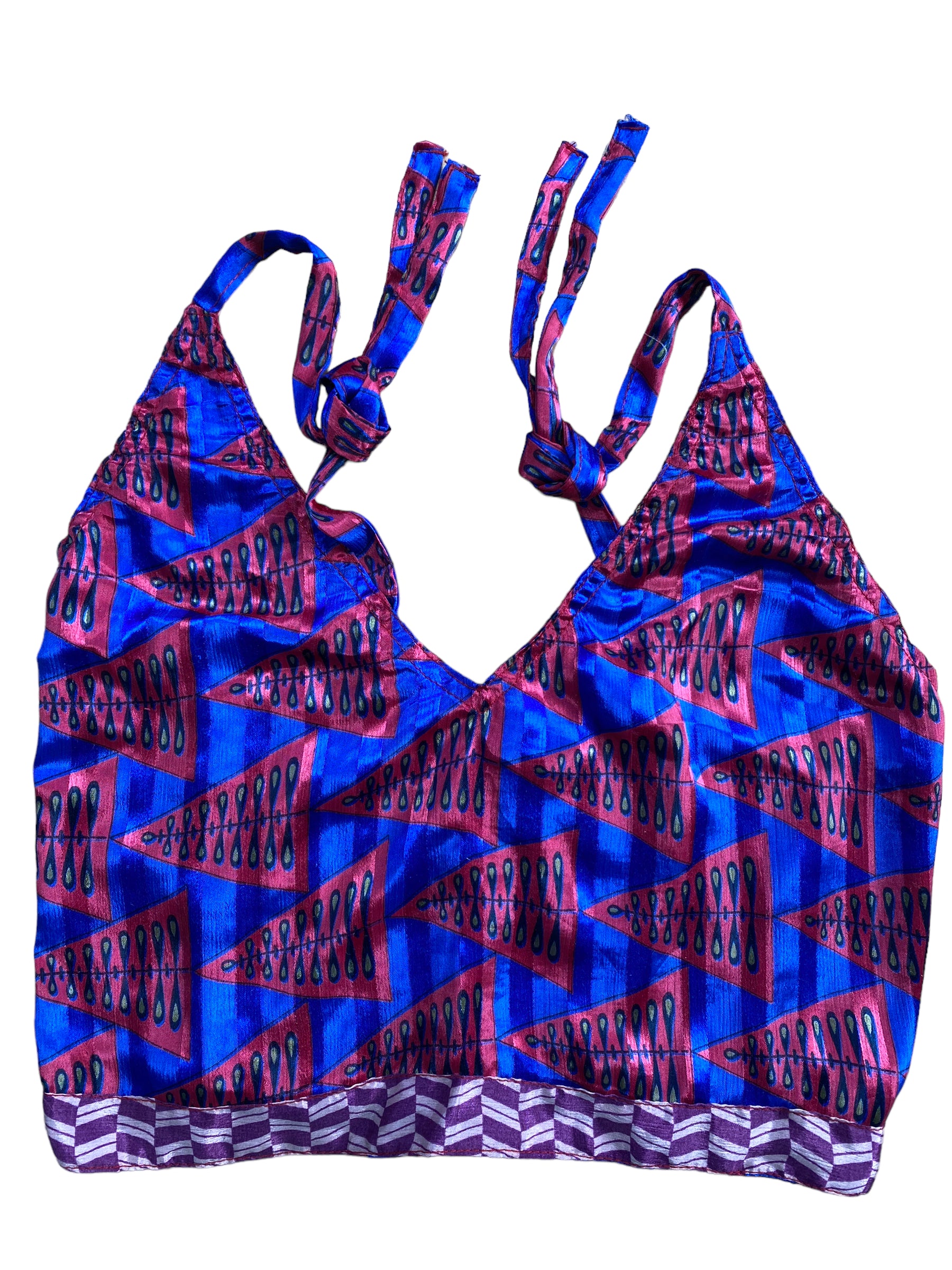 Festival Stall LTD Boho festival Clothing Pretty BLUE SILK Crop Top sexy Boho Hippy Festival summer sun vest UK 8 10 12