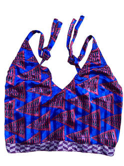 Festival Stall LTD Boho festival Clothing Pretty BLUE SILK Crop Top sexy Boho Hippy Festival summer sun vest UK 8 10 12