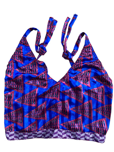 Festival Stall LTD Boho festival Clothing Pretty BLUE SILK Crop Top sexy Boho Hippy Festival summer sun vest UK 8 10 12