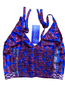 Festival Stall LTD Boho festival Clothing Pretty BLUE SILK Crop Top sexy Boho Hippy Festival summer sun vest UK 8 10 12