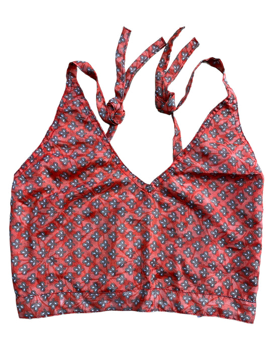 Festival Stall LTD Boho festival Clothing Pretty Coral SILK Crop Top sexy Boho Hippy Festival summer sun vest UK 8 10 12