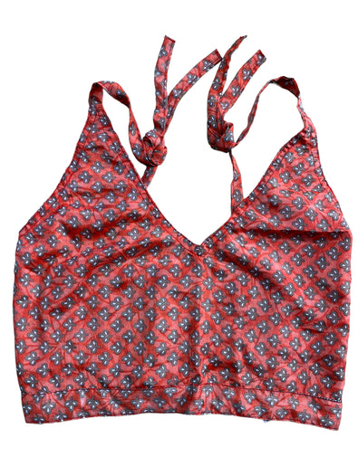 Festival Stall LTD Boho festival Clothing Pretty Coral SILK Crop Top sexy Boho Hippy Festival summer sun vest UK 8 10 12