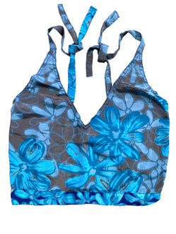 Festival Stall LTD Boho festival Clothing Pretty BLUE SILK Crop Top sexy Boho Hippy Festival summer sun vest UK 8 10 12