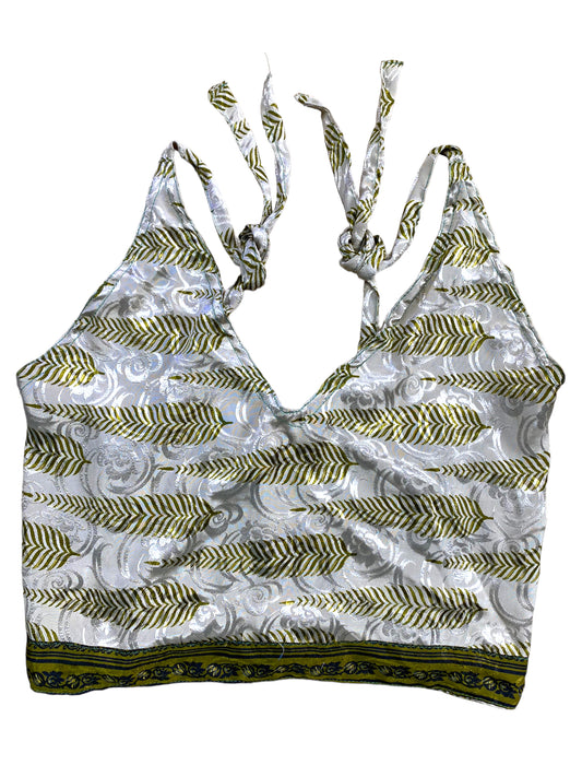 Festival Stall LTD Boho festival Clothing Pretty GREEN SILK Crop Top sexy Boho Hippy Festival summer sun vest UK 8 10 12