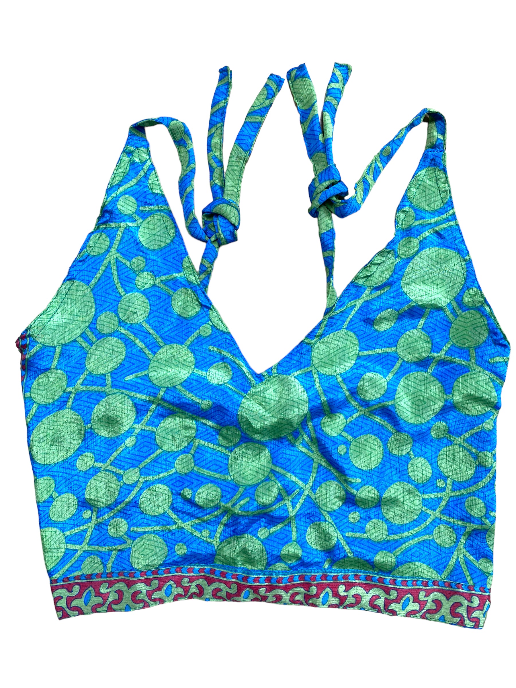 Festival Stall LTD Boho festival Clothing Pretty BLUE SILK Crop Top sexy Boho Hippy Festival summer sun vest UK 8 10 12