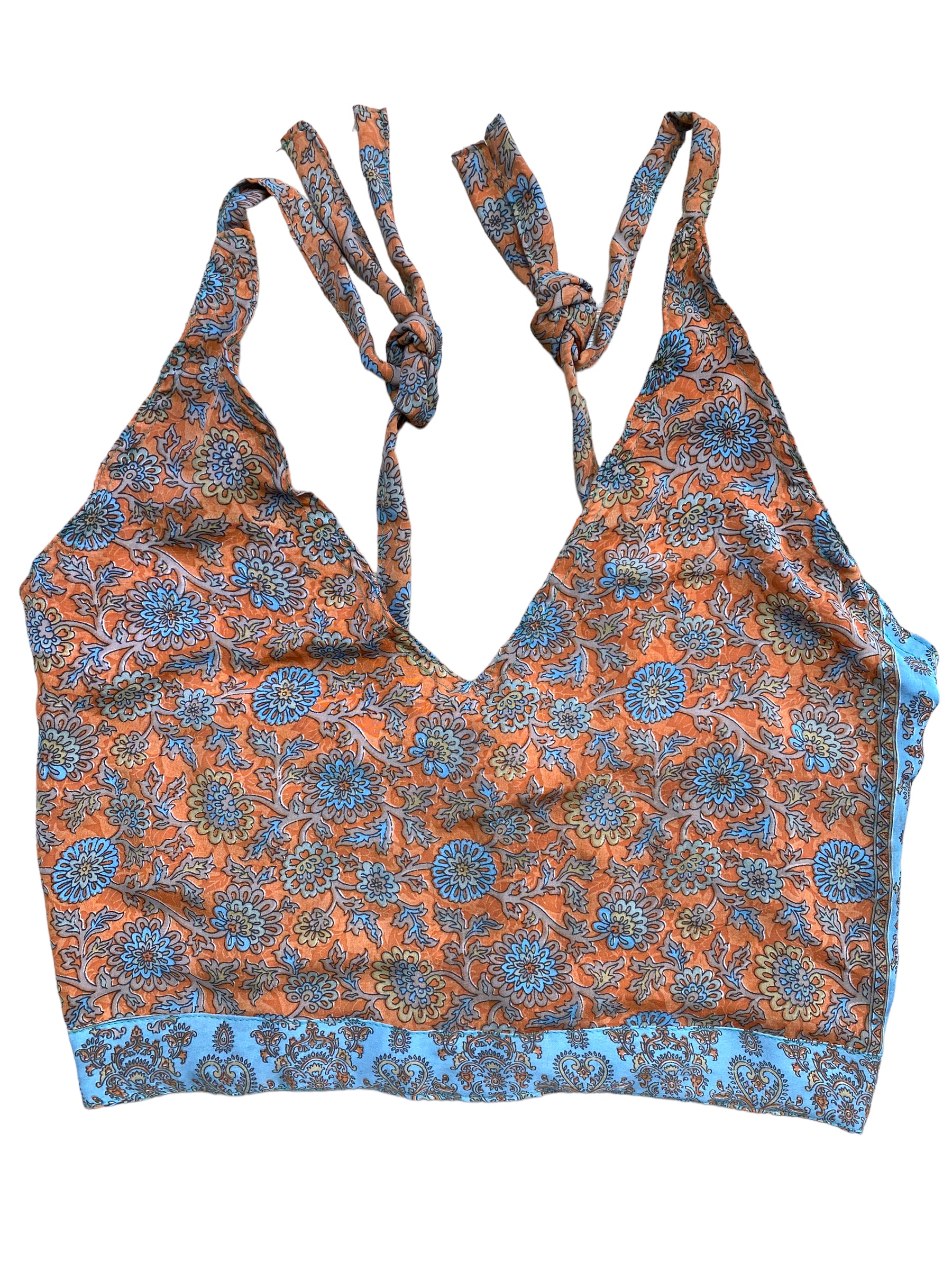 Festival Stall LTD Boho festival Clothing Pretty Coral SILK Crop Top sexy Boho Hippy Festival summer sun vest UK 8 10 12