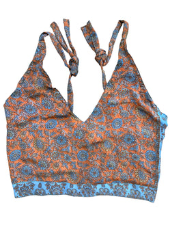Festival Stall LTD Boho festival Clothing Pretty Coral SILK Crop Top sexy Boho Hippy Festival summer sun vest UK 8 10 12