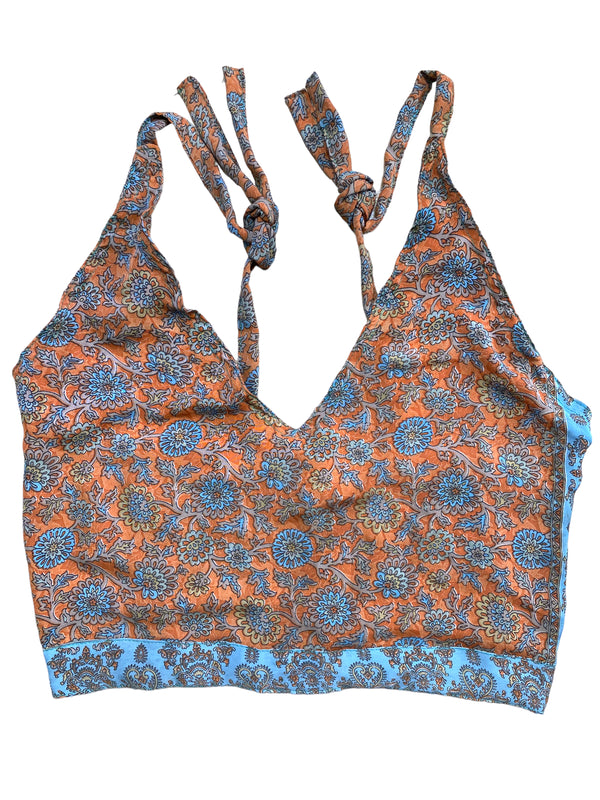 Festival Stall LTD Boho festival Clothing Pretty Coral SILK Crop Top sexy Boho Hippy Festival summer sun vest UK 8 10 12