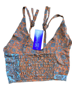 Festival Stall LTD Boho festival Clothing Pretty Coral SILK Crop Top sexy Boho Hippy Festival summer sun vest UK 8 10 12